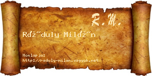 Ráduly Milán névjegykártya