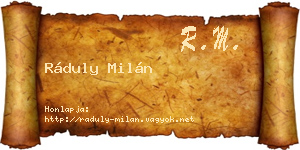 Ráduly Milán névjegykártya