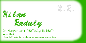 milan raduly business card